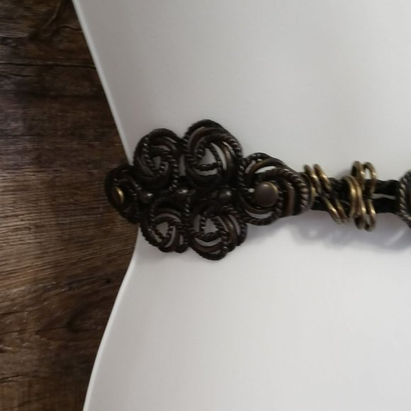 Metal and leather adjustable Bohemian women's belt - Picture 3 of 5